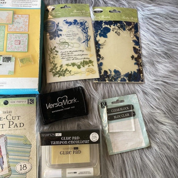 Martha Stewart STAMP AROUND THE PAGE Set Craft Bundle Clear Block Stamp Pad Art - Picture 2 of 12